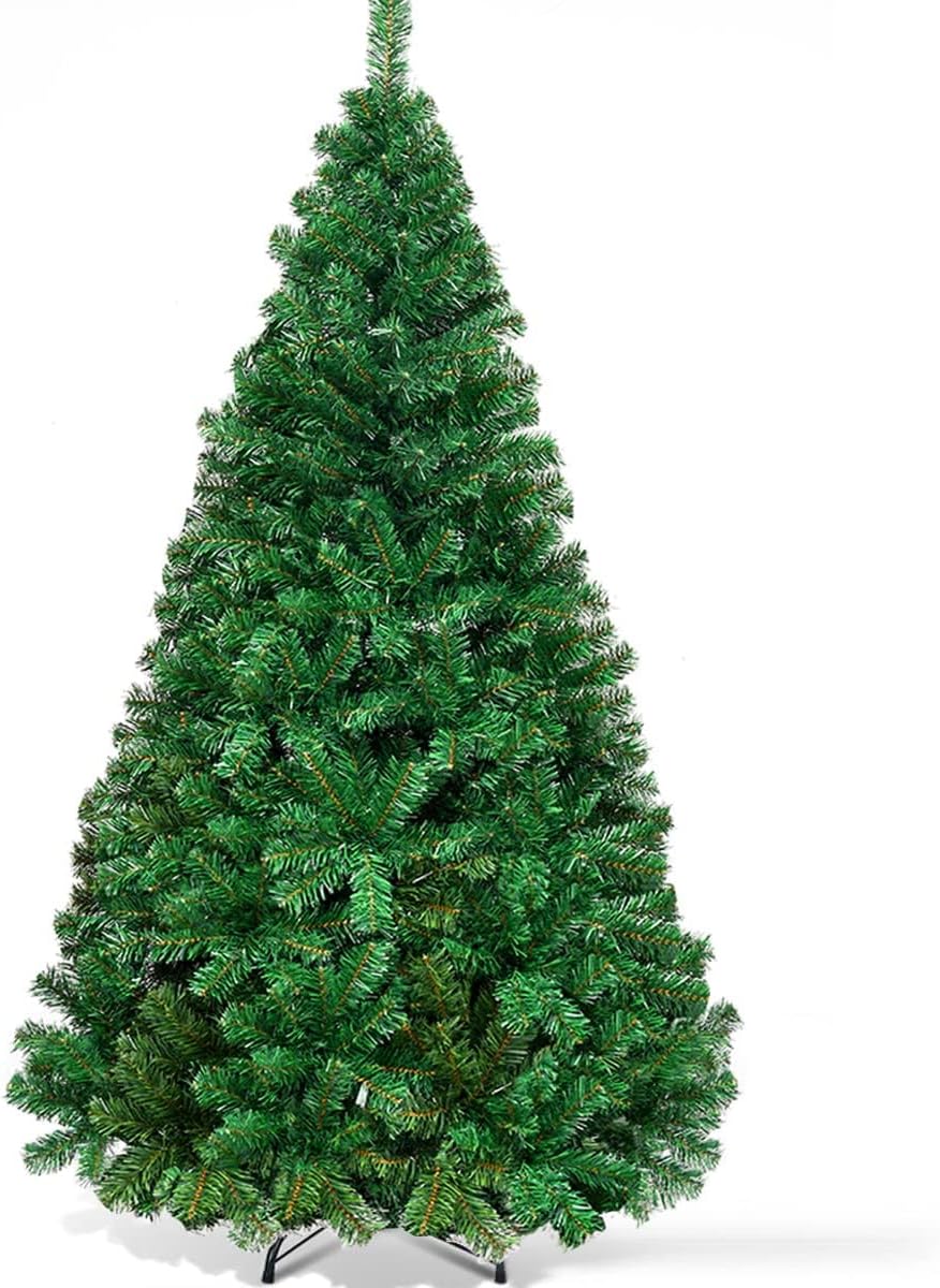 Trees - Safeplus 6FT Christmas Tree Artificial Christmas Tree Fake Fluffy Xmas Trees Holiday Decoration with Metal Foldable Stand (6FT)