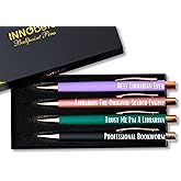 InnoBeta Librarian Gifts Ballpoint Pen Set of 4, Funny Librarian Gifts for Woman, Office Tools for Birthday, Christmas - Best Librarian