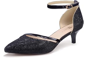 IDIFU Women IN2 Maxine Low Kitten Heels Dress Pumps Wedding Evening Formal Elegant Closed Toe Shoes for Women Bride