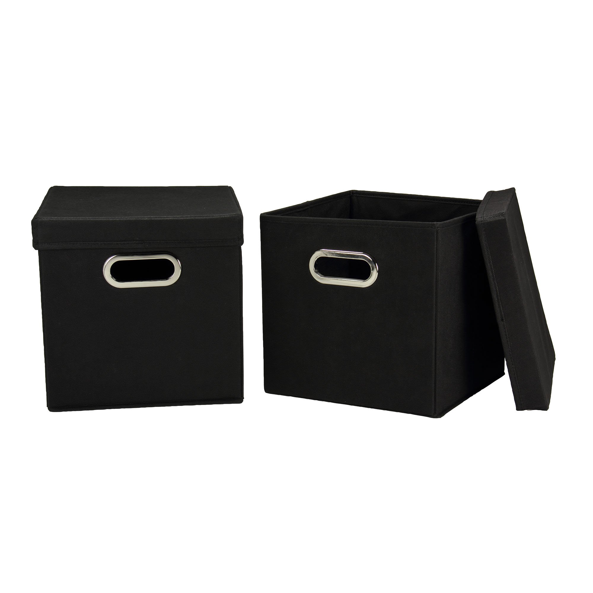 Household Essentials 34-1 Decorative Storage Cube Set with Removable Lids | Black | 2-Pack