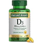 Nature's Bounty Vitamin D3 2000 IU | Supports Immune Health, Calcium Absorption & Bone Strength | Essential for Healthy Bones