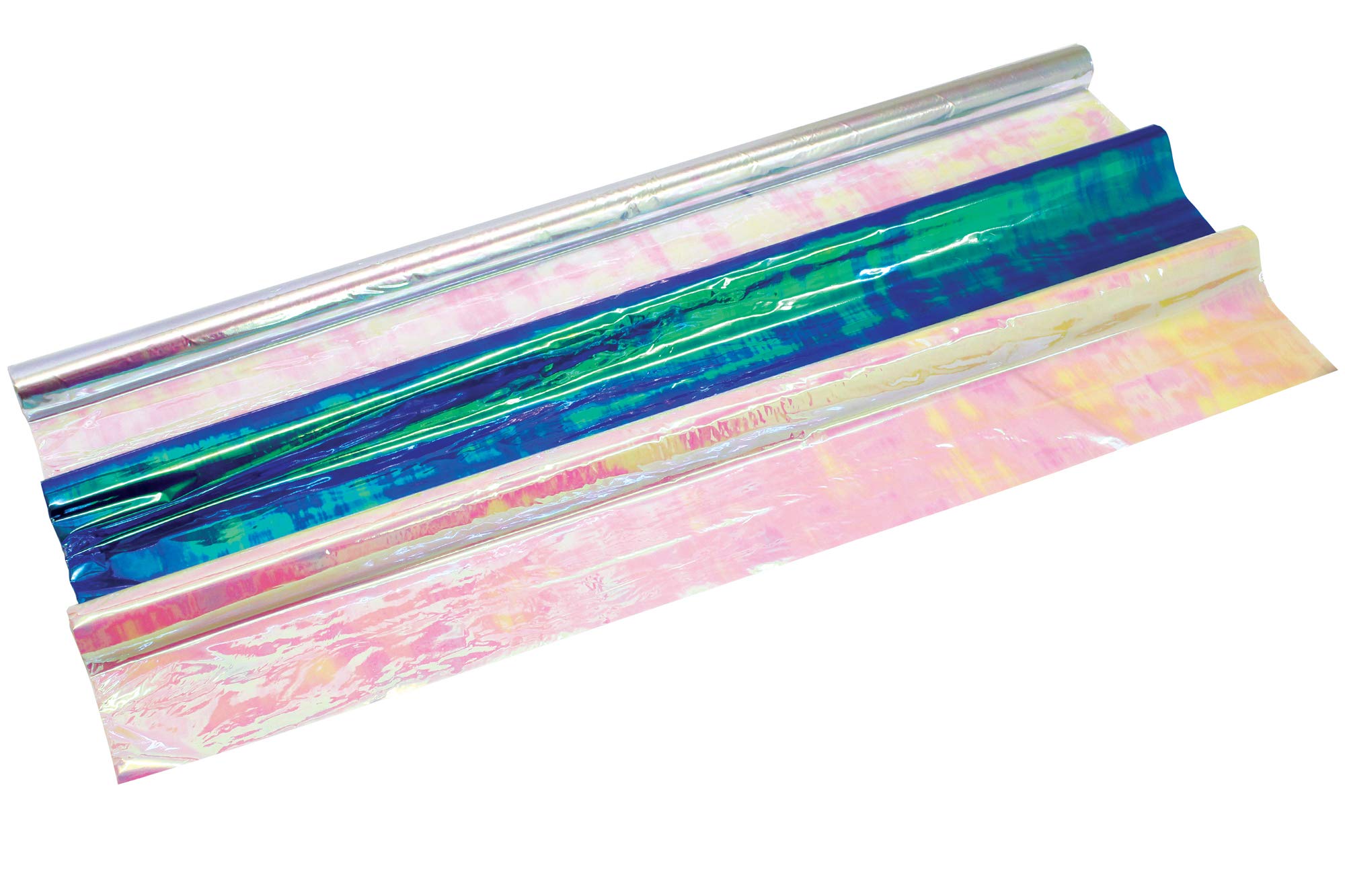 Bright Ideas Pack of 3 Assorted Rolls 70cm x 2m Florist Flower Iridescent Film Cellophane Gift Wrap Perfect for DIY Flower Bouquet Wrap Wedding Birthday Present Gift Package Wrapping. BI0228.