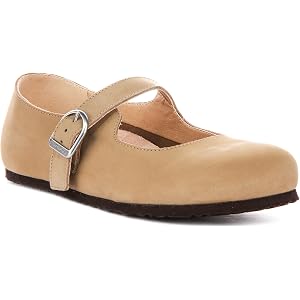 Birkenstock Santa Clarita Women's Mary Jane Ballet Flat Natural Leather Shoes