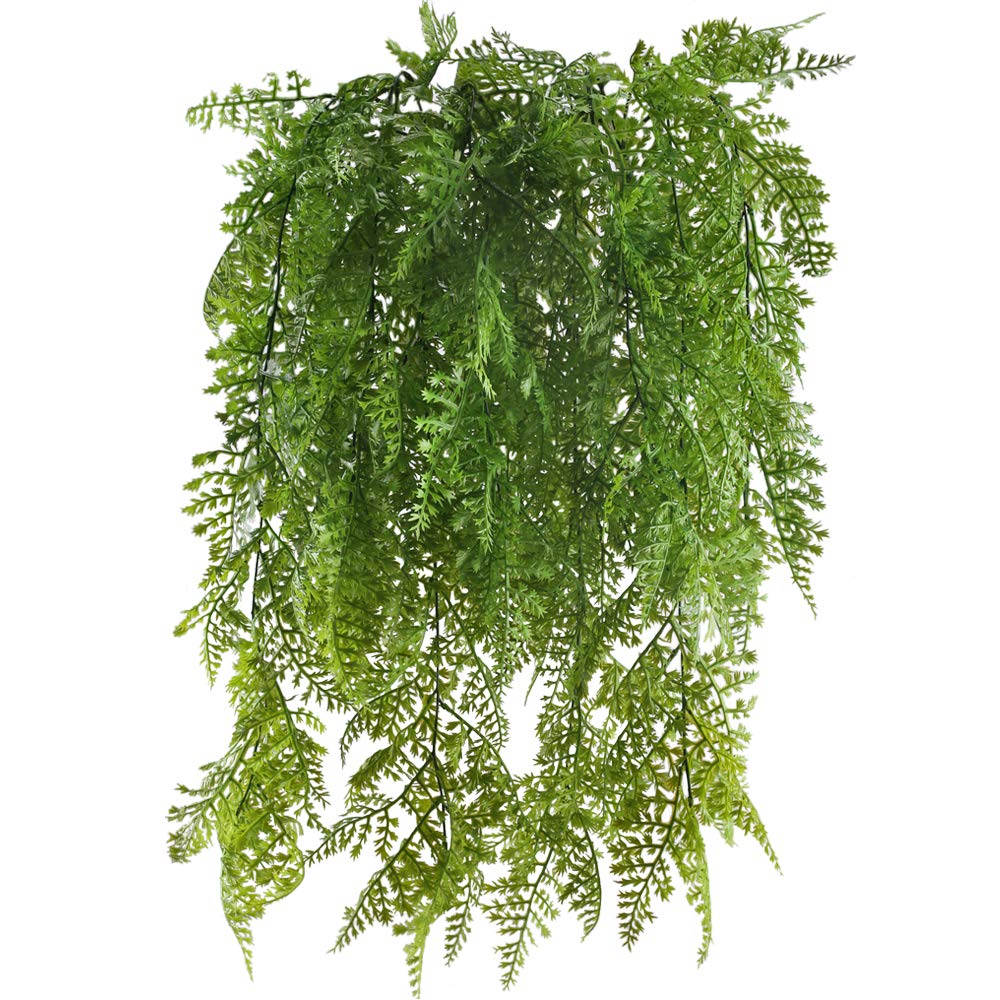 MIHOUNION 2pcs Artifical Trailing Plants Fake Ferns Hanging Plants Adiantum Faux Ivy Vines Plastic Climbing Hanging Greenery for Indoor Outdoor in Pot Hanging Basket Wedding Decor