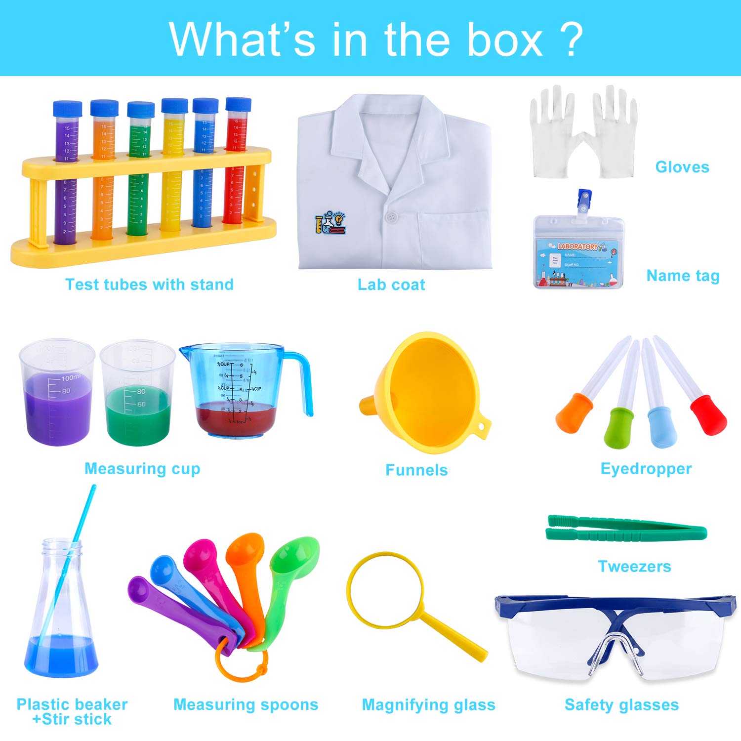 INNOCHEER Kids Science Experiment Kit with Lab Coat Scientist Costume Dress Up and Role Play Toys Gift for Boys Girls Kids Age 6+ Christmas Birthday Party
