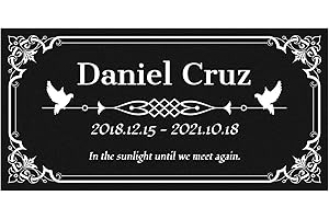 Memorial Plaques for Outdoors Personalized Grave Stone Memory Plaques for Loved Ones Lost 12"x6" (Design 2)