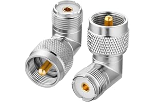 PL259 Right Angle, 2-Pack RFAdapter UHF Male to Female RF Coax Connector Adapter, 90 Degree Elbow for CB Ham Radio Antenna, C