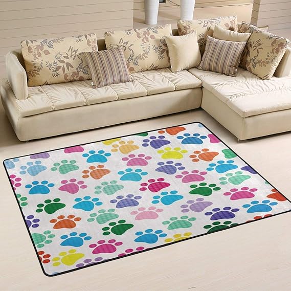 Area Rug Carpet Doormat 36x24 Inch Dog's Footprint Dog Paw for Living