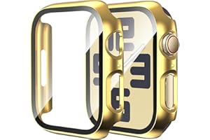 DNNBAO 2 Pack Case for Apple Watch SE 3rd 2nd Gen Series 6/5/4/SE 40mm with Tempered Glass Screen Protector, Ultra-Thin Scratch Resistant Full Protective Bumper Cover for iWatch 40 mm, Gold