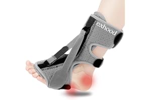 exhood Upgraded Plantar Fasciitis Night Splint, 3 Adjustable Straps Plantar Fasciitis Relief Braces for Plantar Fasciitis, Achilles Tendonitis, Foot Drop & Heel Spur Pain Relief Day & Night (Elephant Grey)
