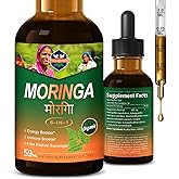 PranaBloom Moringa Liquid Drops for Energy Booster, Moringa Leaf Supplement Support Immune Booster, Herbal Blend w/Ashwagandha & Rhodiola Herbal Extract. Faster Absorption Than Moringa Capsule. 2oz