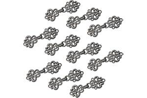WANDIC Cardigan Clips, 10 Pairs Vintage Hollow Flower Cape Fasteners Sew On Hooks and Eyes Cloak Clasp Fasteners for Sweater 