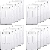 Zonon 20 Pcs Plastic Card Holder Clear Hard Plastic Case Protector Heavy Duty Waterproof Transparent ID Badge Holders with Thumb Slot for Office School Ids Credit Cards(Vertical)