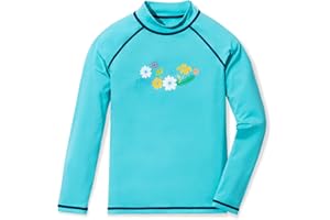 TSLA Girls Long Sleeve Rash Guard Shirt, UV/SPF Water Beach Surf Swim Top, UPF 50+ Sunscreen Swimwear Shirts