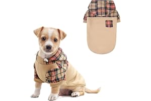 K9meme Plaid Dog Hoodie for Small Medium Large Dogs,Warm Dog Sweatshirt with Hat and Leash Hole, Dog Clothes for Puppy Bulldog XS S M L Sized Breeds Dogs, Soft Pullover Fleece Dog Sweater