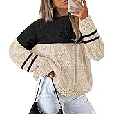 Disamer Womens Sweaters Oversized Cable Knit Sweater Fall Clothes 2026 Fashion Outfits Long Sleeve Crewneck Chunky Pullover