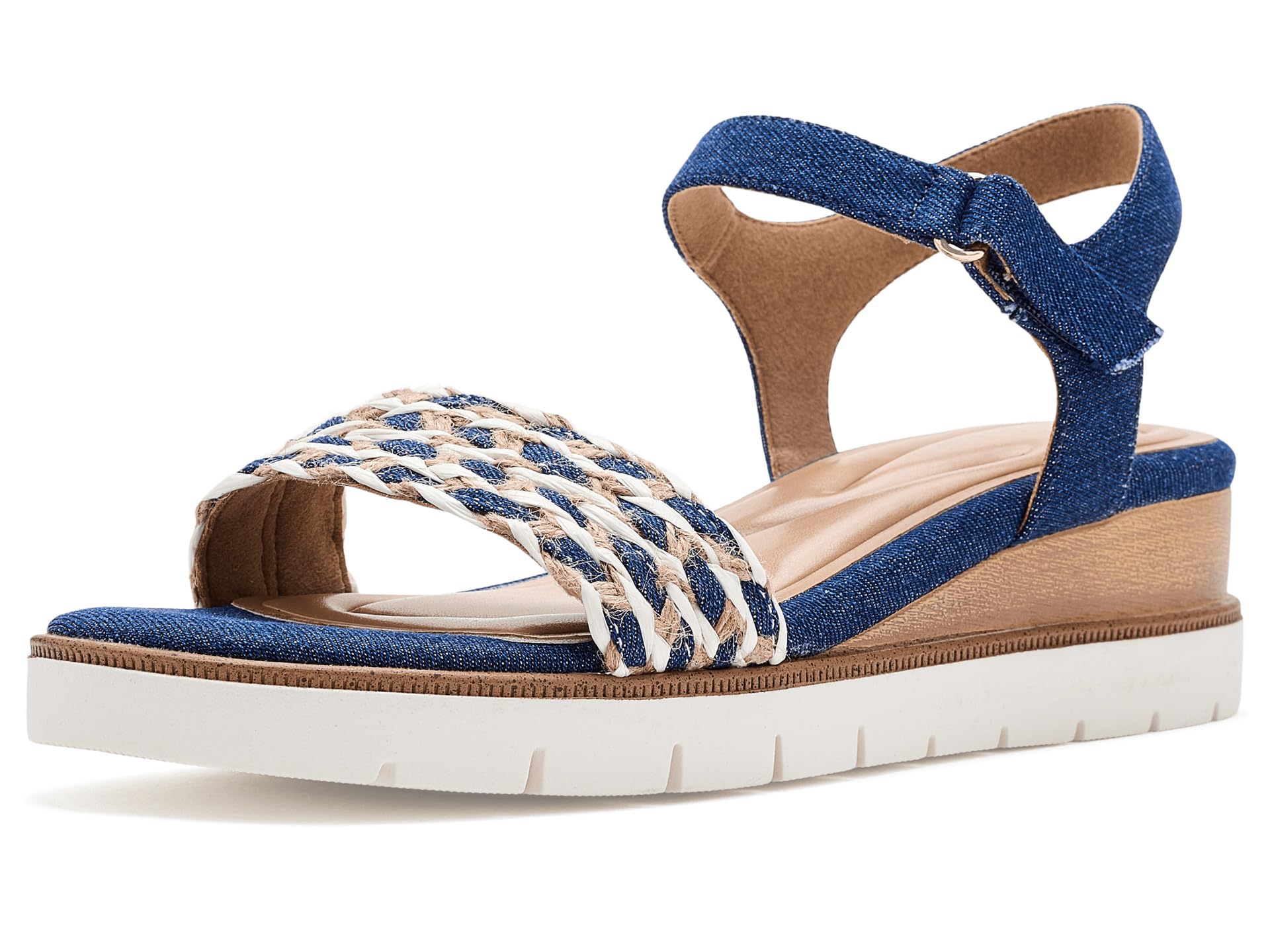 Easy Spirit Women’s Edythe, Dark Blue Denim/White Multi, 10 Wide