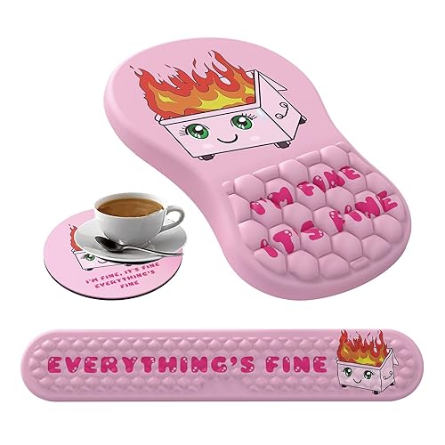 Mouse Pad Wrist Support,Ergonomic Mouse Pad with Wrist Rest,Computer Mouse Pads Pain Relief Keyboard Wrist Rest with Coaster,Non-Slip Computer Gel Mouse Pad for Desk Laptop Office-Fire on Dumpster