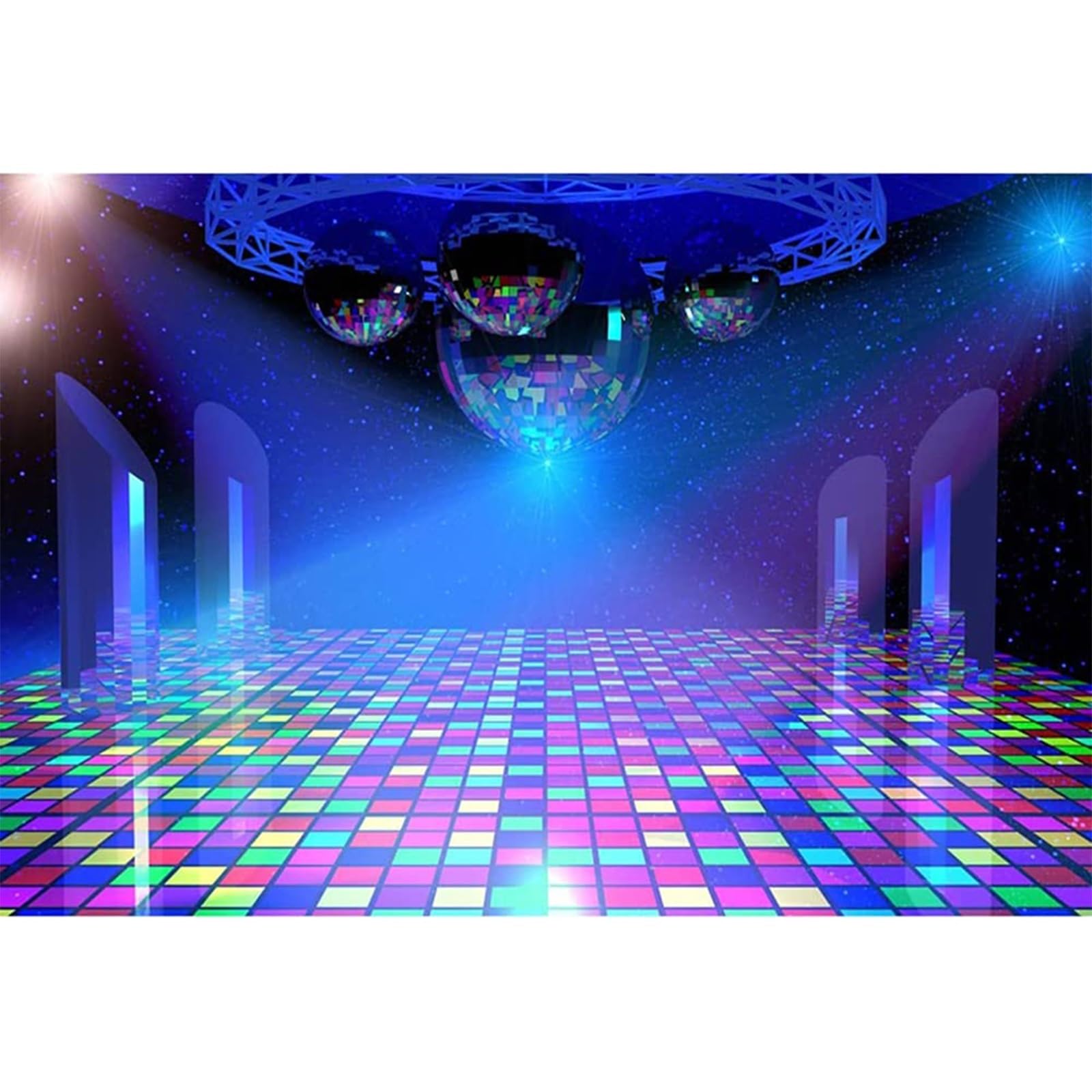 YongFoto 15x10ft Vinyl Photography Backdrop Disco Lights Stage Background Mirror Balls Shiny Stars Background for Photography Portrait Photo Props Party Decor Video Studio Photo Booth Backdrop