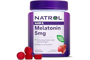 Natrol Melatonin 5mg, Dietary Supplement for Restful Sleep, 60 Strawberry-Flavored Gummies, 60 Day Supply