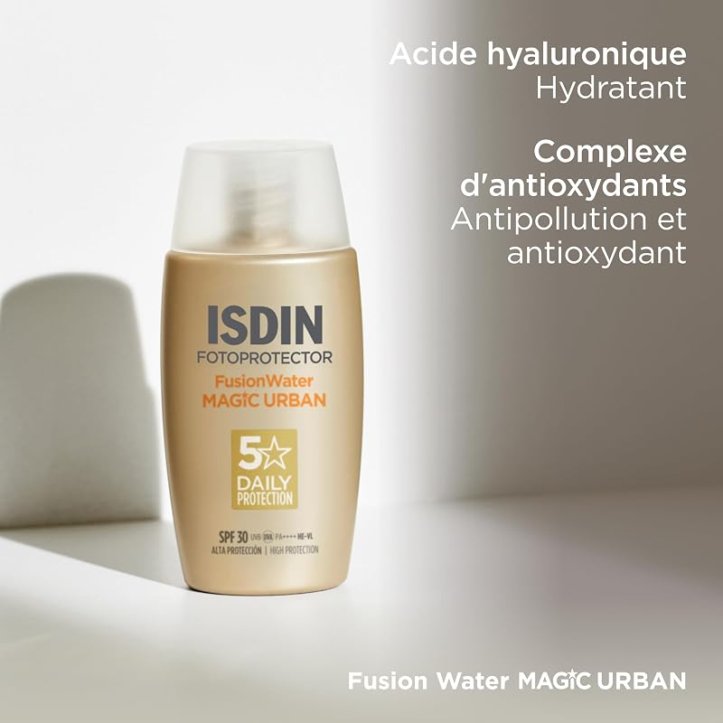 Fusion Water MAGIC Urban SPF 30 (50 ml) | Crème Solaire Visage à Action Anti-Pollution pour Environnements Urbains | Texture Ultra-Légère | Usage Quotidien