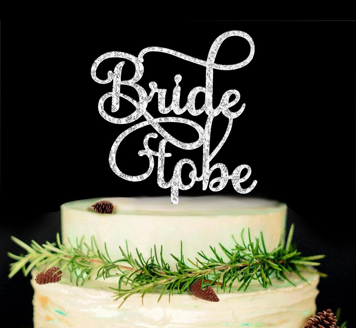 Bride to Be Cake Topper Bridal Shower Wedding Engagement Bachelorette Acrylic Party Supplies Script Gift Ceremony Decor Cake Toppers (Silver)