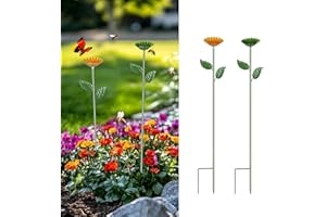 Yonisun 2 Pack Bee Watering Station,Colorful Metal Insect Bath Feeder for Garden, Butterfly Feeder and Bird Drinking with Flower Design, Outdoor Yard Decor (Yellow, Green)