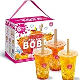 O's Bubble All in One Boba Tea Kit for Kids - Mixed Fruit, 6 Servings | DIY Bubble Tea Kit, Mixed Fruit 6 Servings with Cups, Straws &amp; Stirrer, Fun Boba Kit Activity for Yummy Kids Party Drinks