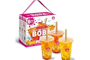 O's Bubble Boba Tea Kit - 6 Servings Bubble Tea Kit - Popping Boba Party Kit - 3 flavors Popping Boba Kit - 6 Packs of Syrups and 6 packs of Popping Boba - All in One Boba Kit for Popping Boba Tea Lovers