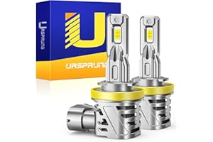 Ursprung Fahren H11/H9/H8 LED Bulbs, 100W 600% Ultra Brighter H11 Light Bulbs, 1:1 Same Size with Turbo Fan, 3-Min Plug-N-Play Fog Light Bulbs, 6500K Cool White, Non-polarity, Pack of 2