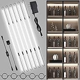 JUSJUBR LED Lights for Shelves, 6 PCS 20 Inch Dimmable Flexible COB LED Strip Lights for Cabinet, Display Case, Bookshelf, Kitchen, Wardrobe and Closet, Under Cabinet Lighting Cold White 6000K