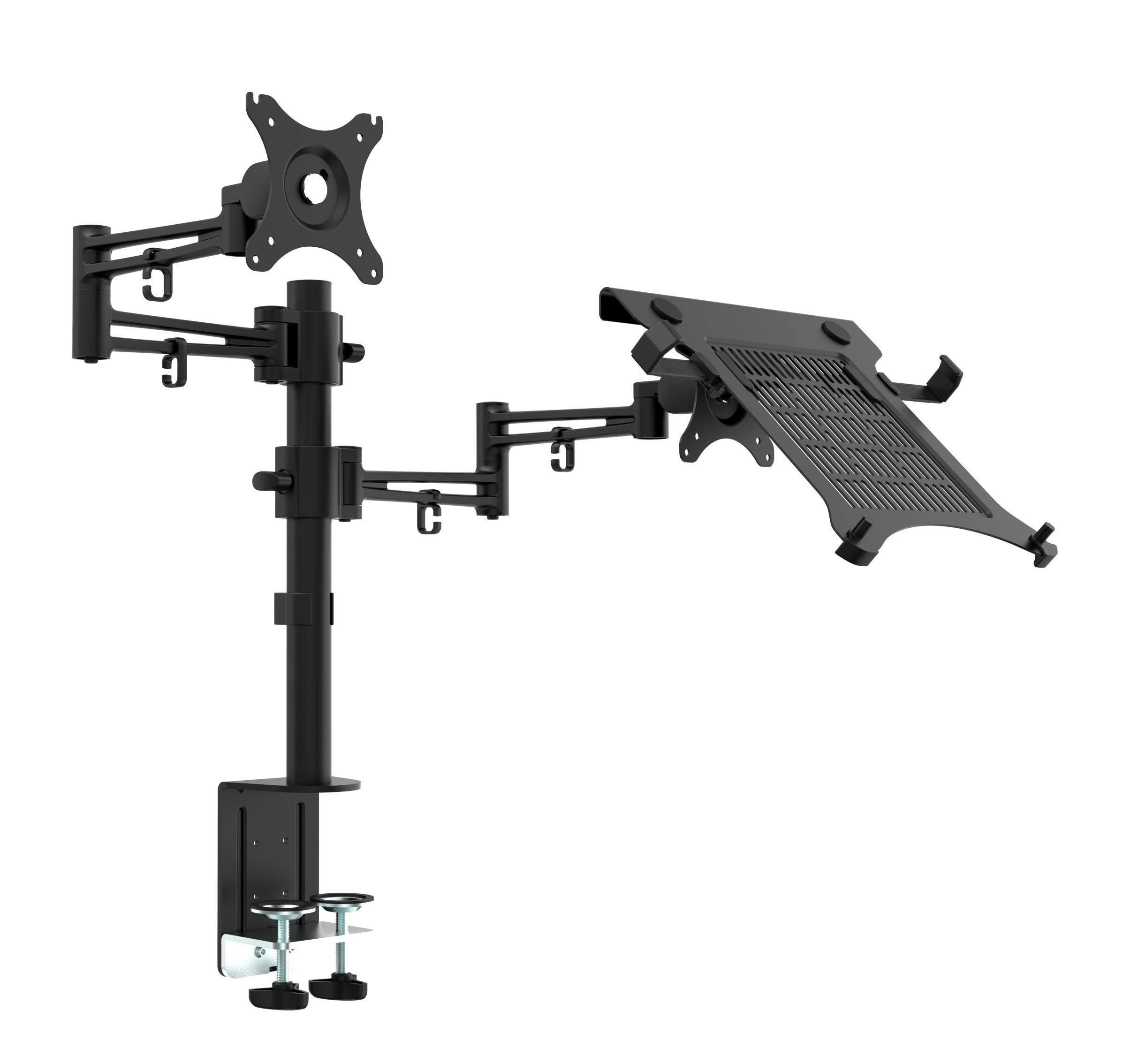 Bramley Power Dual Monitor Screen Desk Mount Arm Double VESA Bracket for 13" to 32" Computer Display or TV and laptop | Max Tilt, Rotate & Swive (Monitor & laptop (aluminium))
