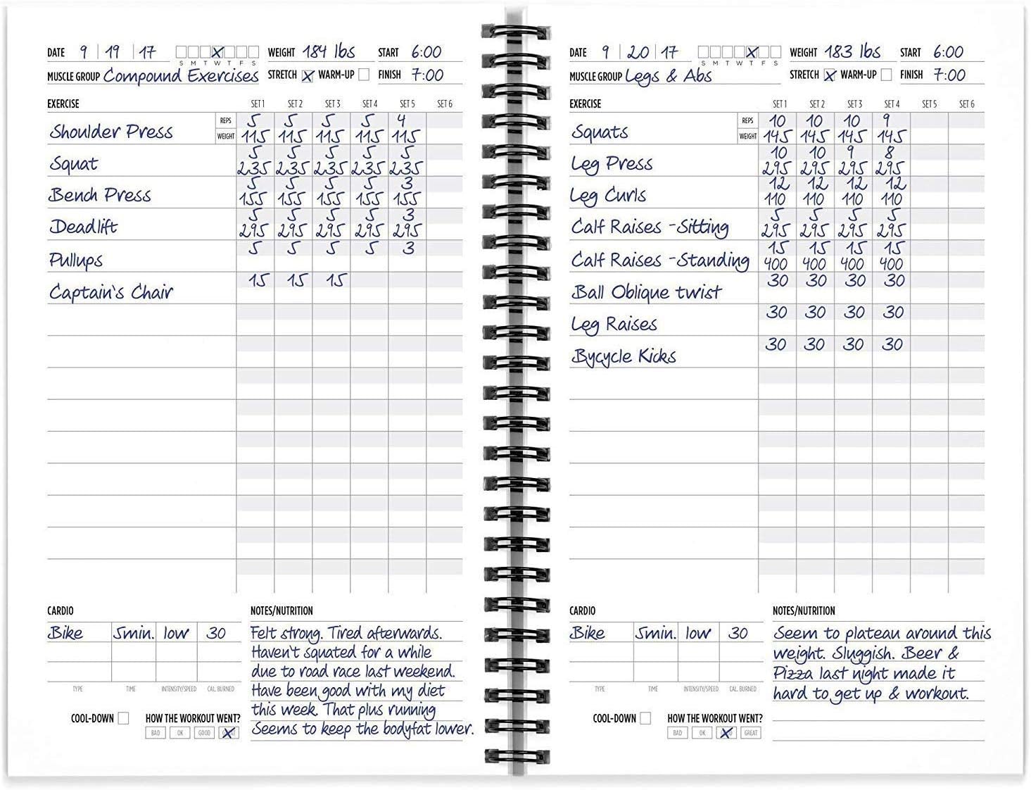 Workout Log Book & Fitness Journal - 25-Week Designed by Experts, w/Illustrations : Track Gym, Bodybuilding & Crossfit Progress - Sturdy Binding, Thick Pages & Laminated, Protected Cover 1-Pack : Sports & Outdoors