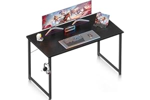 ODK 48 Inches Computer Desk for Small Spaces, Study Table for Home Office, Writing Desk with Headphone Hooks, Black