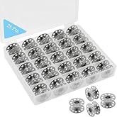 YEQIN 25 Pcs Metal Bobbins for Sewing Machine with Storage Box, A Class 15 Universal Bobbins in Case Compatible with for Brother, Janome, Singer, Bernina, Toyata, Anime, Kenmore, Elna, Babylock