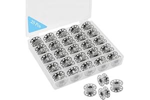 YEQIN 25 Pcs Metal Bobbins for Sewing Machine with Storage Box, A Class 15 Universal Bobbins in Case Compatible with for Brother, Janome, Singer, Bernina, Toyata, Anime, Kenmore, Elna, Babylock