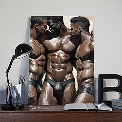 HMLZSJ Nude Muscle Male Torso Portrait Art Gay