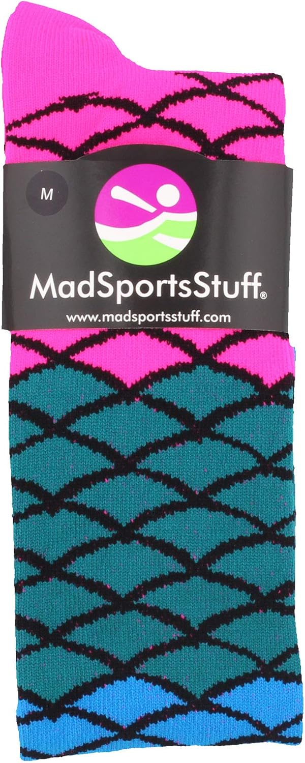 MadSportsStuff Neon Mermaid Athletic Over The Calf Socks : Clothing
