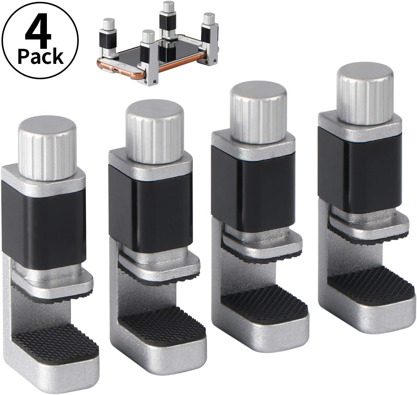 QXUJI 4 Pack Phone Repair Clamps, Adjustable Phone Screen Repair Tools, Phone Fastening Clamps Clip, for Cell Phone, iPhone, Samsung, iPad, MacBook, Laptops, Tablets, LCD Screen