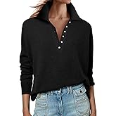 ANRABESS Womens Long Sleeve Polo Sweaters Knit Button Shirt Lightweight Dressy Casual Basic Pullover Tops 2025 Fall Fashion
