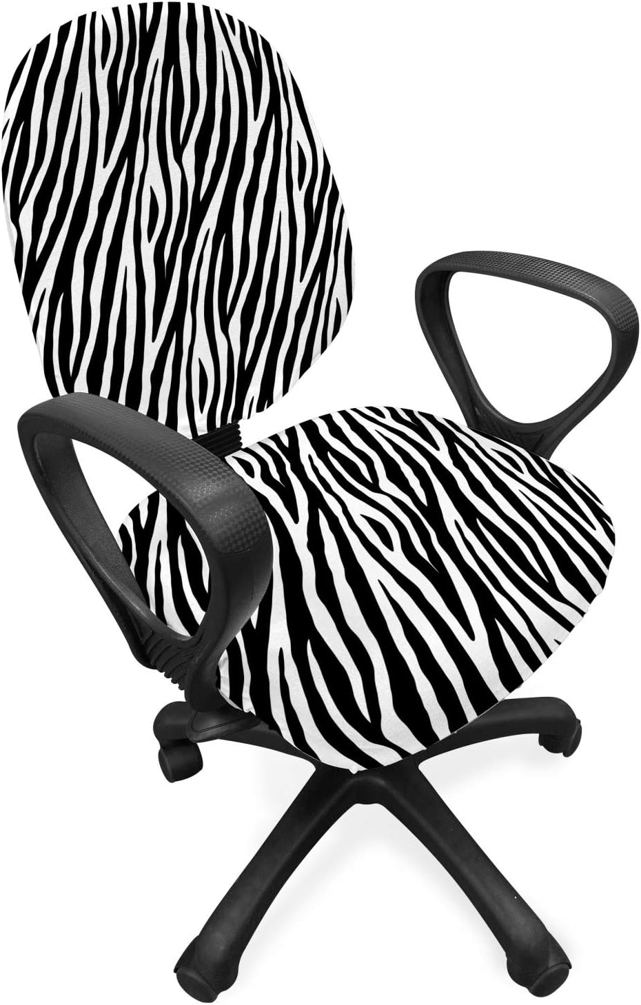 Amazon Com Ambesonne Zebra Print Office Chair Slipcover Repeating Animal Skin Ornament Jungle Savage Animal Safari Life Protective Stretch Decorative Fabric Cover Standard Size Grey Charcoal Home Kitchen