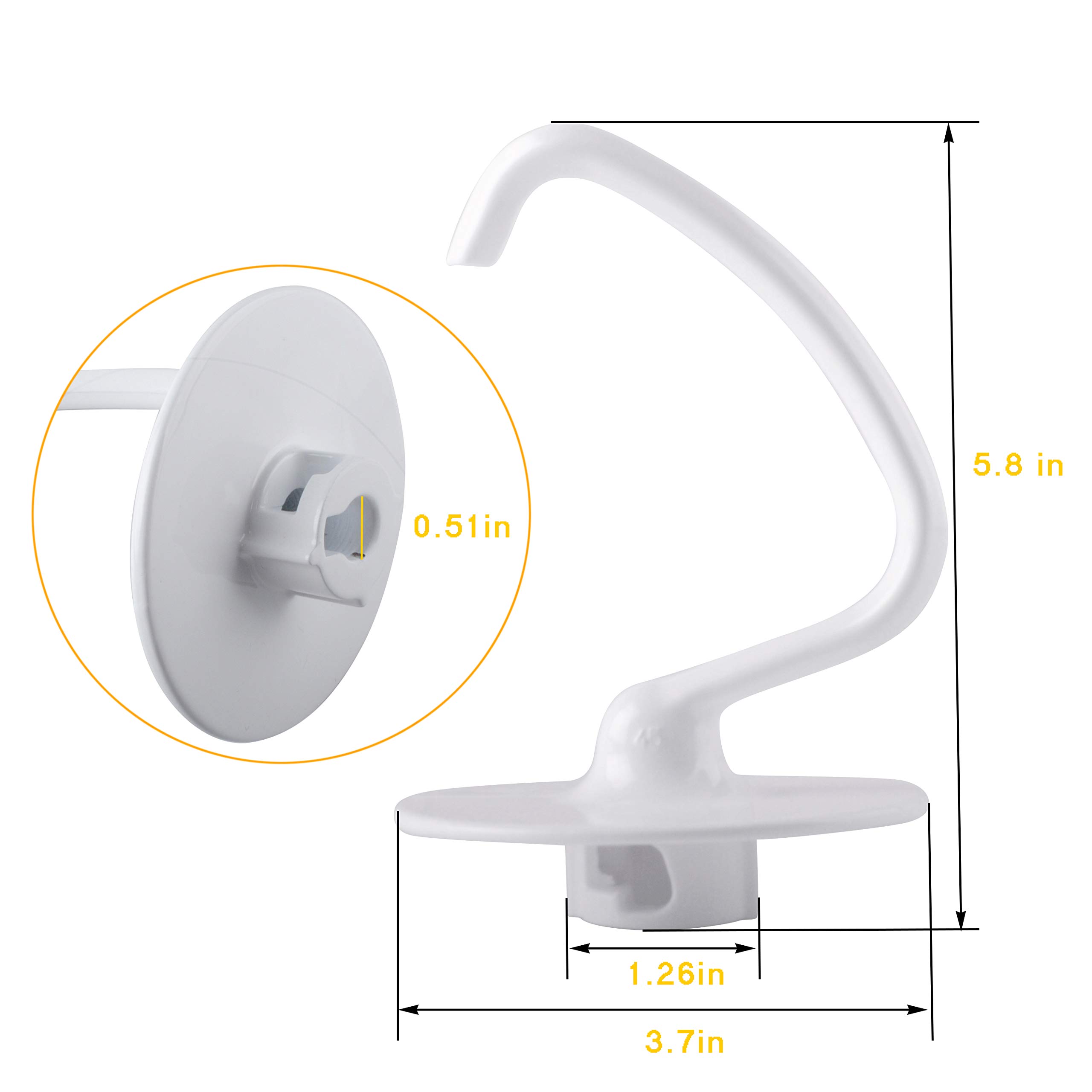 K45DH Coated Dough Hook Compatible with Kitchen-Aid Mixer, Bread Hook Attachment for Kitchen Aid K45 K45SS KSM90 KSM150 Tilt-Head Stand Mixers, 4.5/5.0 Quart Bowl