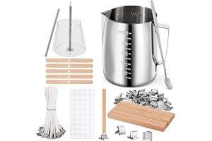 Blingfun Candle Making Pouring Pot, Stainless Steel Wax Melting Pot with Candle Wicks, Wick Stickers & Holder for Scented Candle Making and Wax Crafts