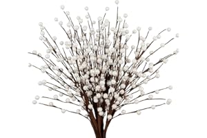 ZIFTY 10Pcs Christmas Tree Picks and Sprays Artificial Holly Berry Stem, 16.5 Inch Berry Picks Decorative Wire Branch Sprays for Christmas Tree Decorations DIY Arrangements Home Decor (White)
