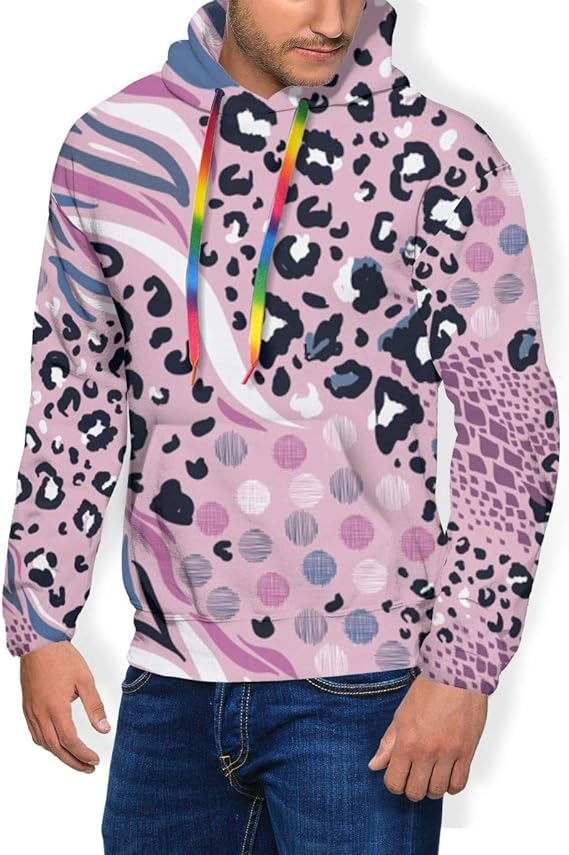 Amazon Co Jp ピンクパステルミックスアニマルスキンプリント パーカー メンズ トレーナーパーカー おしゃれ フーディ プラスベルベット 厚くする スウェットパーカー 長袖 フード付き ポケット付き プルオーバー カジュアル ライト パーカー 服 ファッション小物