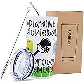 MINYJHZ Pickleball Tumbler 20 oz, Funny Pickleball Gifts for Women Men, Playing Improves Memory Travel Mug Vacuum Insulated Stainless Steel Coffee Cup
