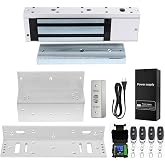 Door Access Control System 1200lbs Magnetic Lock Kit with ZL Bracket 4 Remote Controls Stainless Steel Exit Button
