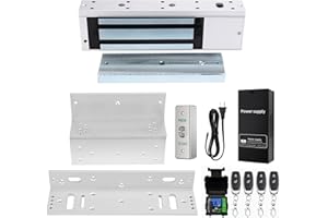 YUHANUS Door Access Control System 1200lbs Magnetic Lock Kit with ZL Bracket 4 Remote Controls Stainless Steel Exit Button