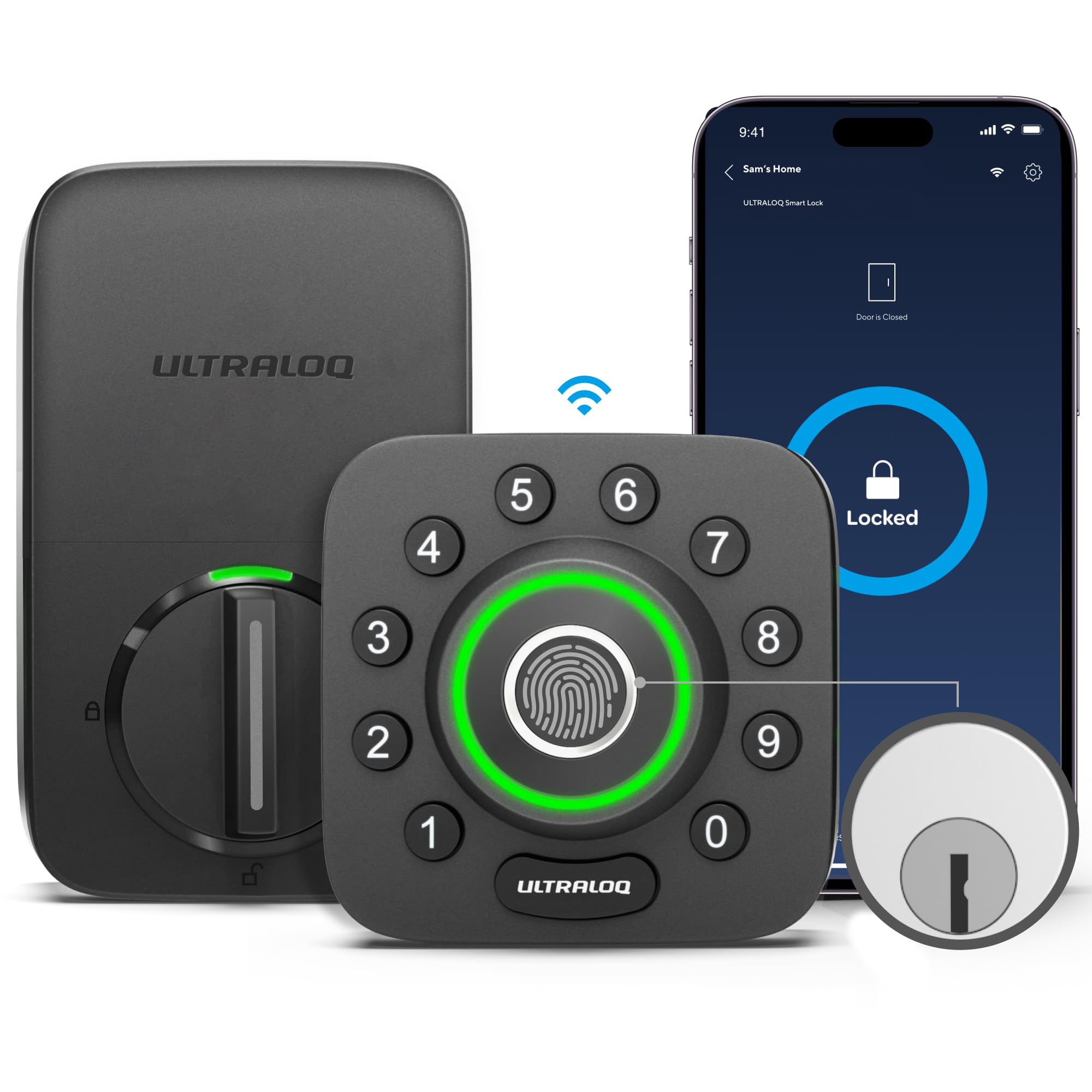 Photo 1 of ULTRALOQ U-Bolt Pro WiFi Smart Lock with Door Sensor, 8-in-1 Keyless Entry Door Lock with Fingerprint ID, App Remote Control, Built-in WiFi Keypad Deadbolt, Auto Unlock, IP65 Waterproof, Easy Install