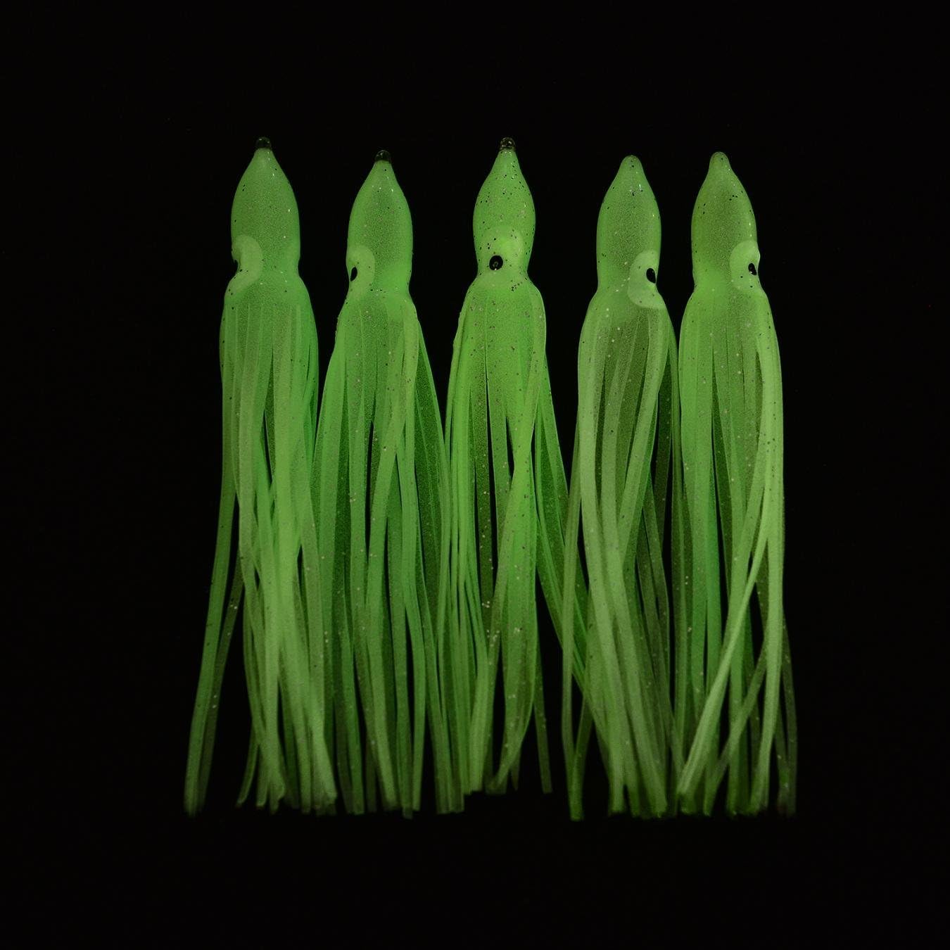 Fish Rider 10pcs of 6 Inch Glow Luminous Hoochie Octopus Skirts Trolling Lures Replacement Squid Skirts